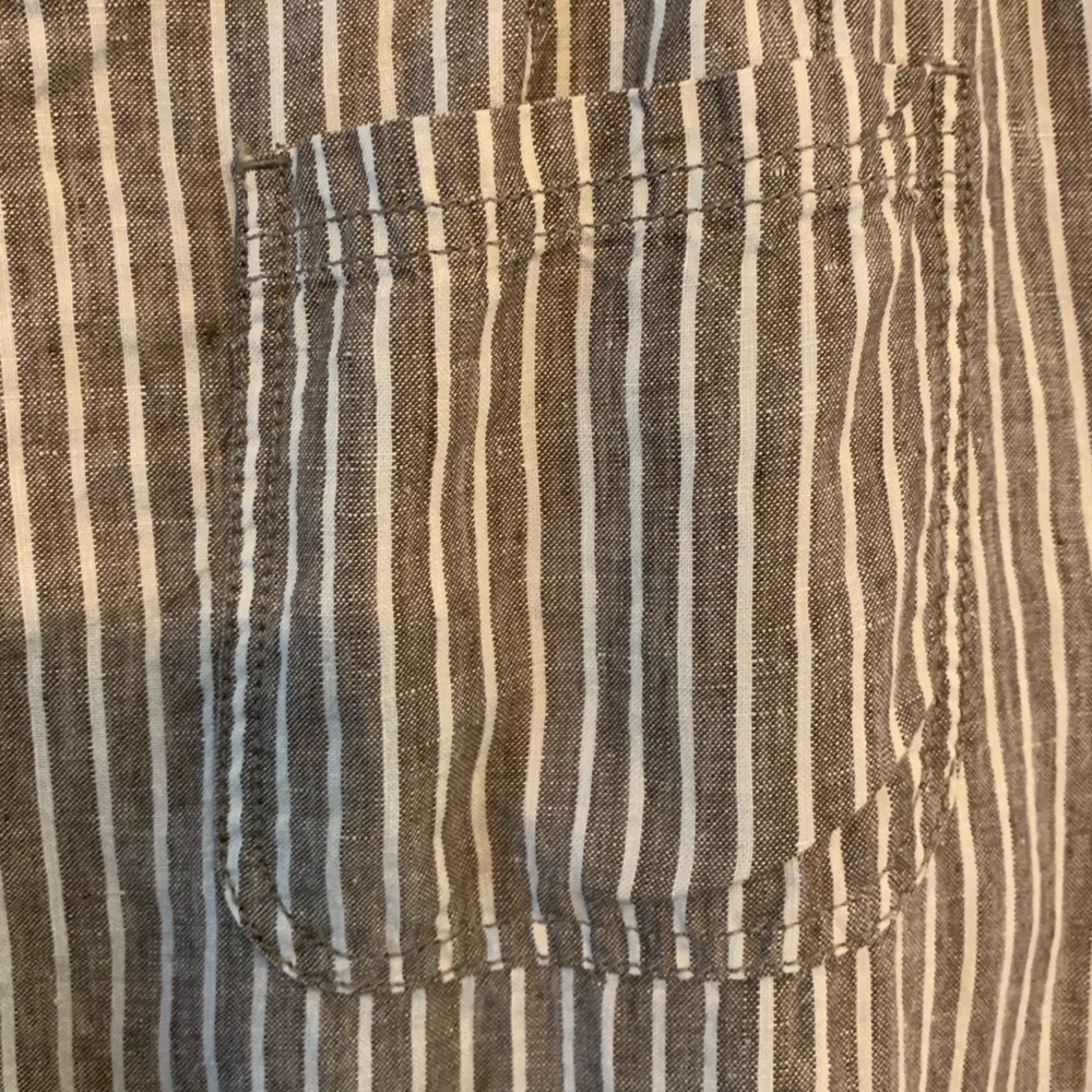 Chico's Linen Brown and White Striped Chinos - Picture 8 of 9